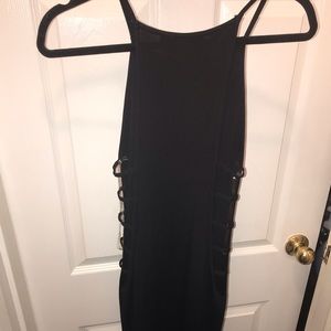 Strappy High Neck Midi Dress w/ Side Cut Outs